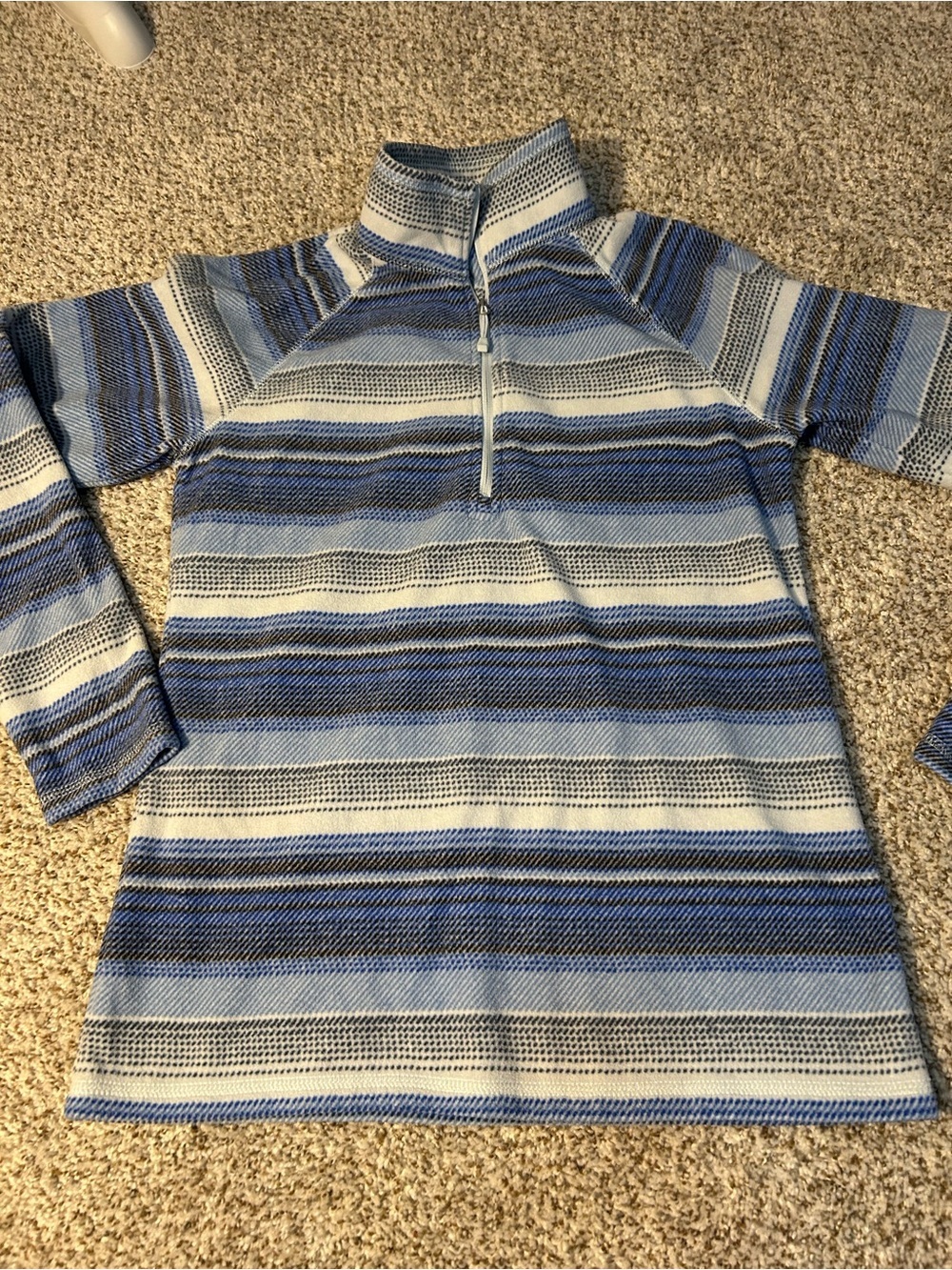 Eddie Bauer Blue and White Striped Half-Zip Pullover